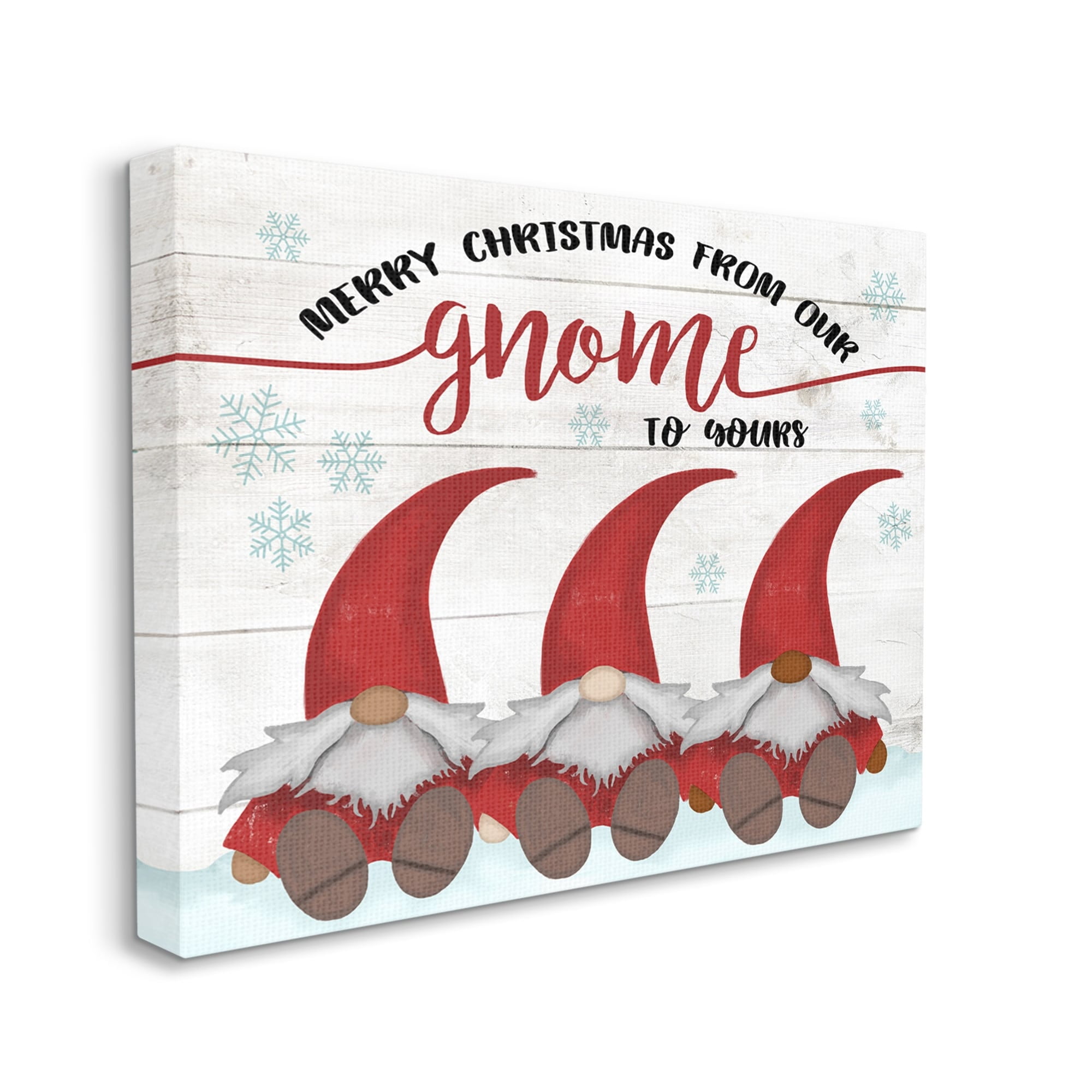 Stupell Industries Merry Christmas Gnome Home Pun Snowflakes Fairy Tales & Fantasy Painting Gallery Wrapped Canvas Art Print Wall Art, 36 x 48