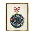 thumbnail image 1 of Stupell Industries Merry Christmas Hanging Botanical Ornament Red Bow Graphic Art Metallic Gold Floating Framed Canvas Print Wall Art, Design by Louise Allen, 1 of 5