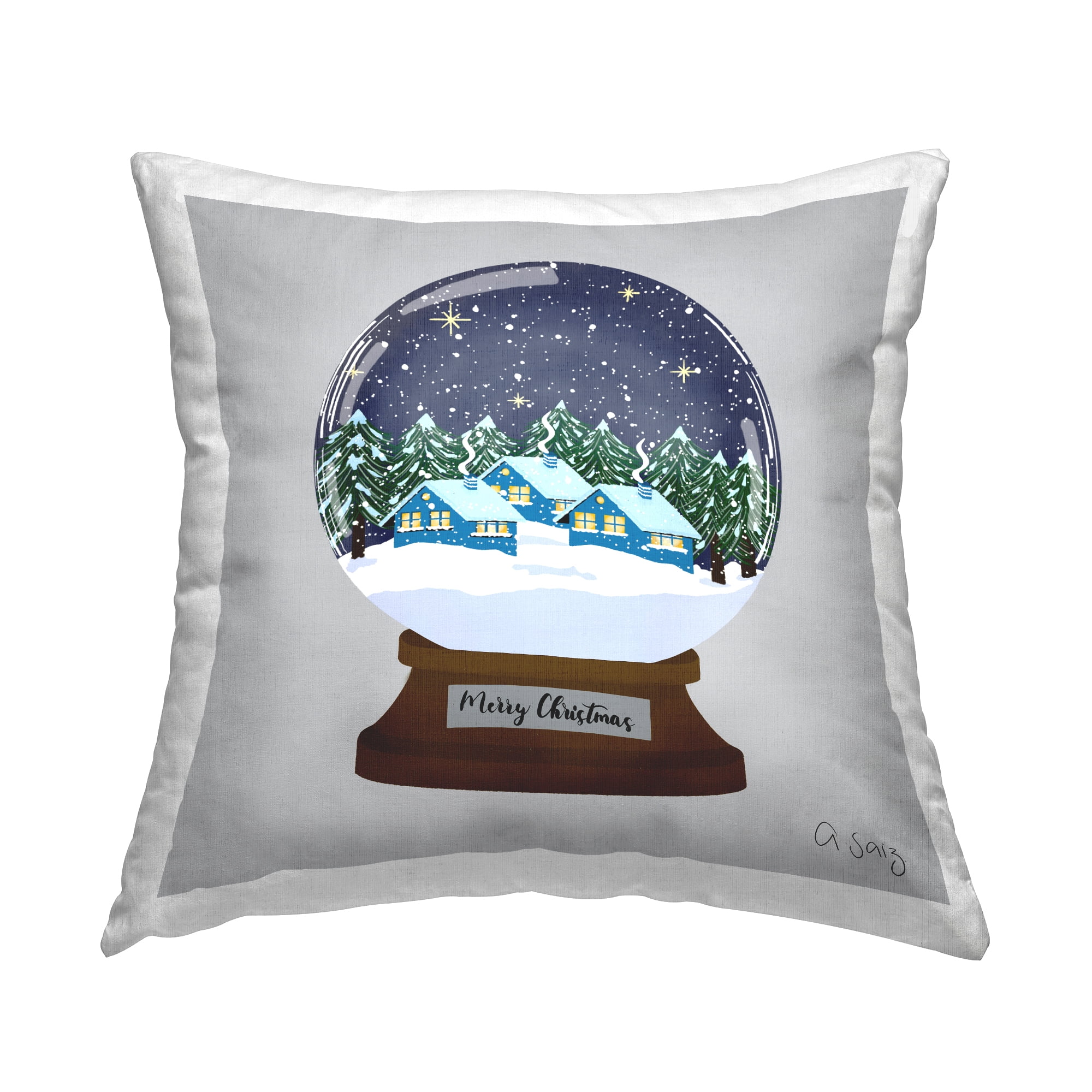 Stupell Industries Merry Christmas Night Sky Square Decorative Printed Throw Pillow, 18 x 18,