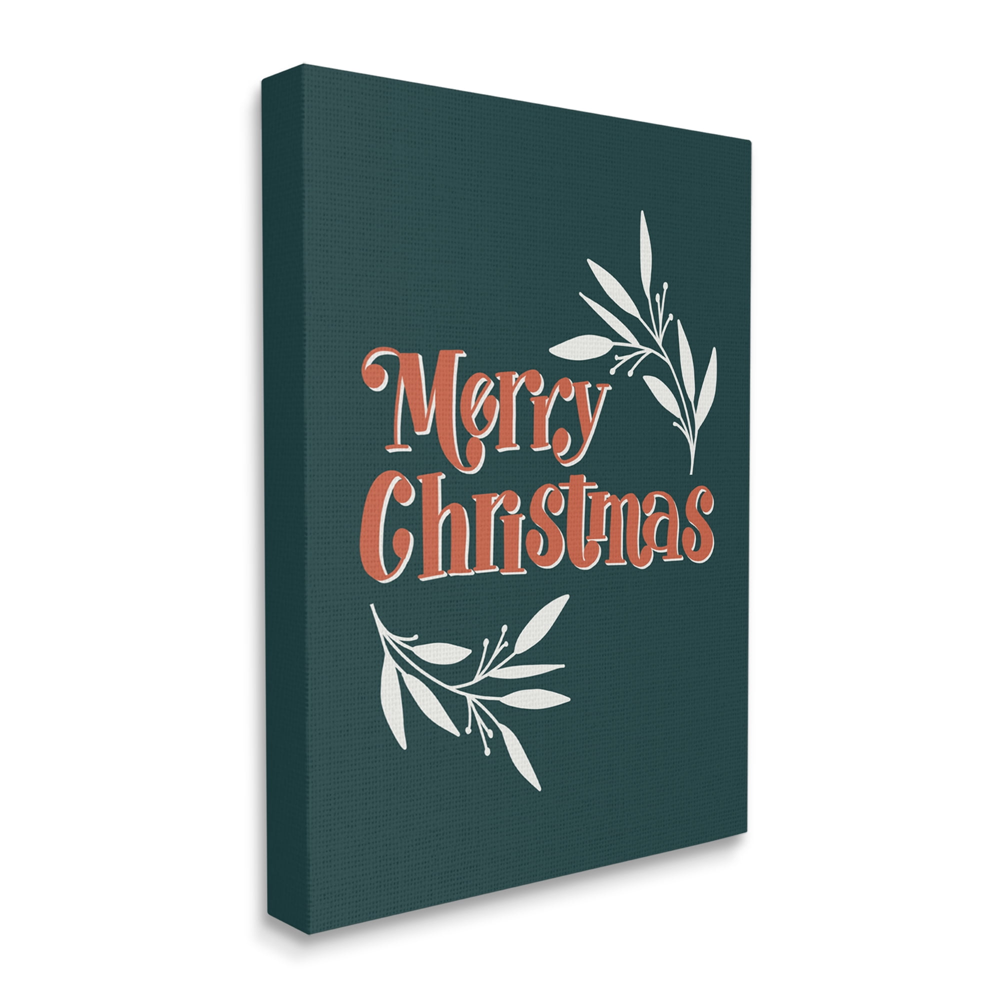 Stupell Industries Merry Christmas Phrase Festive Holiday Typography Plant Outline, 16 x 20, Design by Amanda Houston
