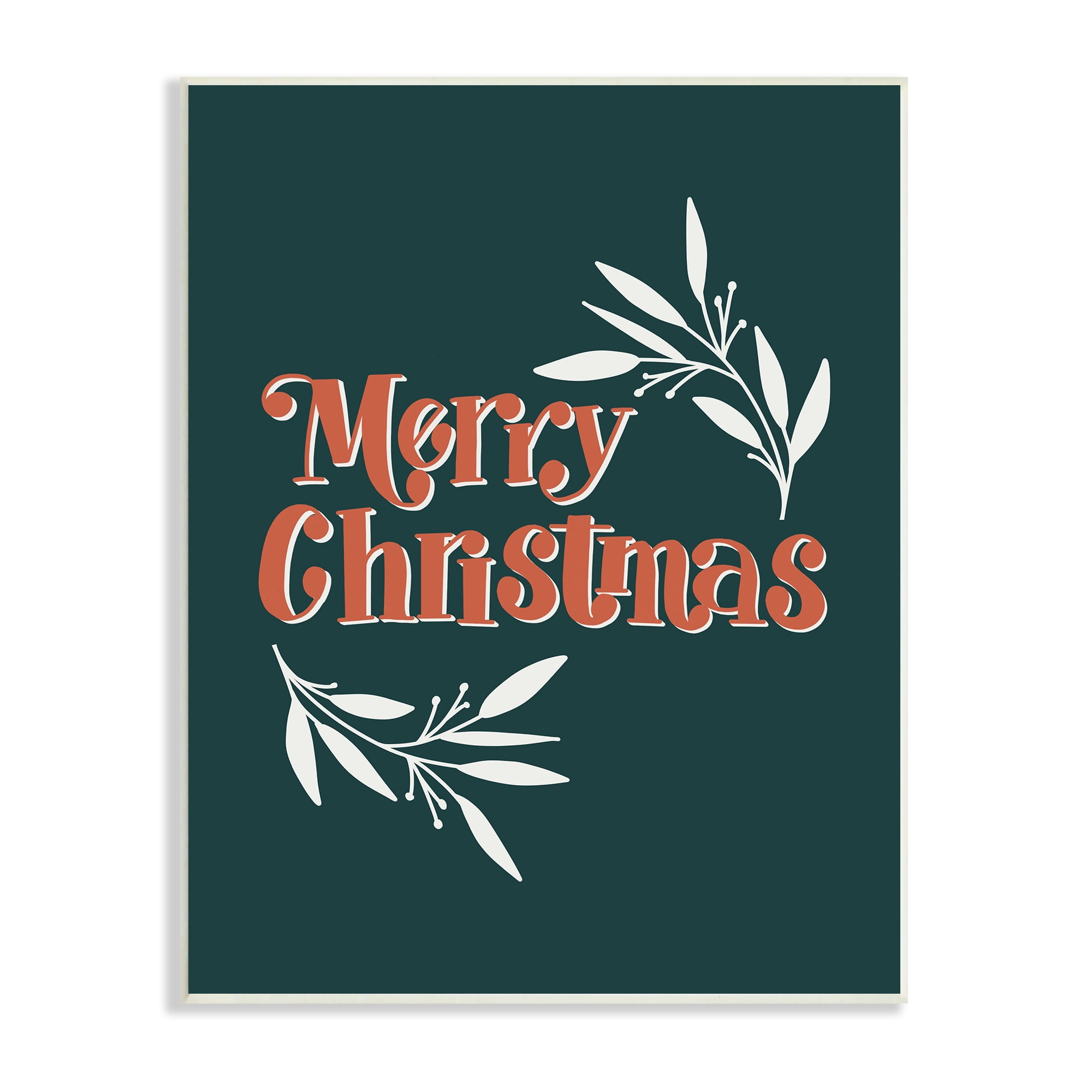 Stupell Industries Merry Christmas Phrase Festive Holiday Typography Plant Outline Food & Beverage Painting Unframed Art Print Wall Art, 10 x 15