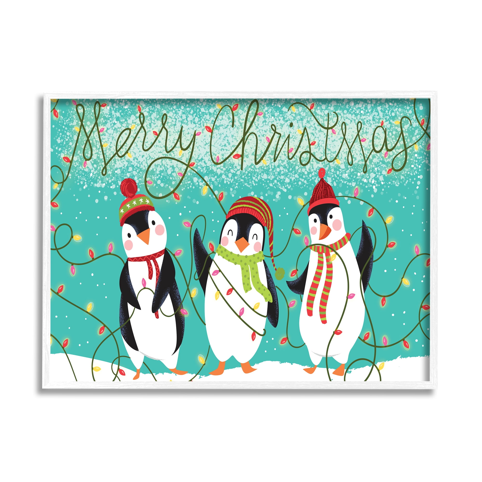 Stupell Industries Merry Christmas Sentiment Fun Playful Winter Penguins, 24 x 30, Design by Arrolynn Weiderhold