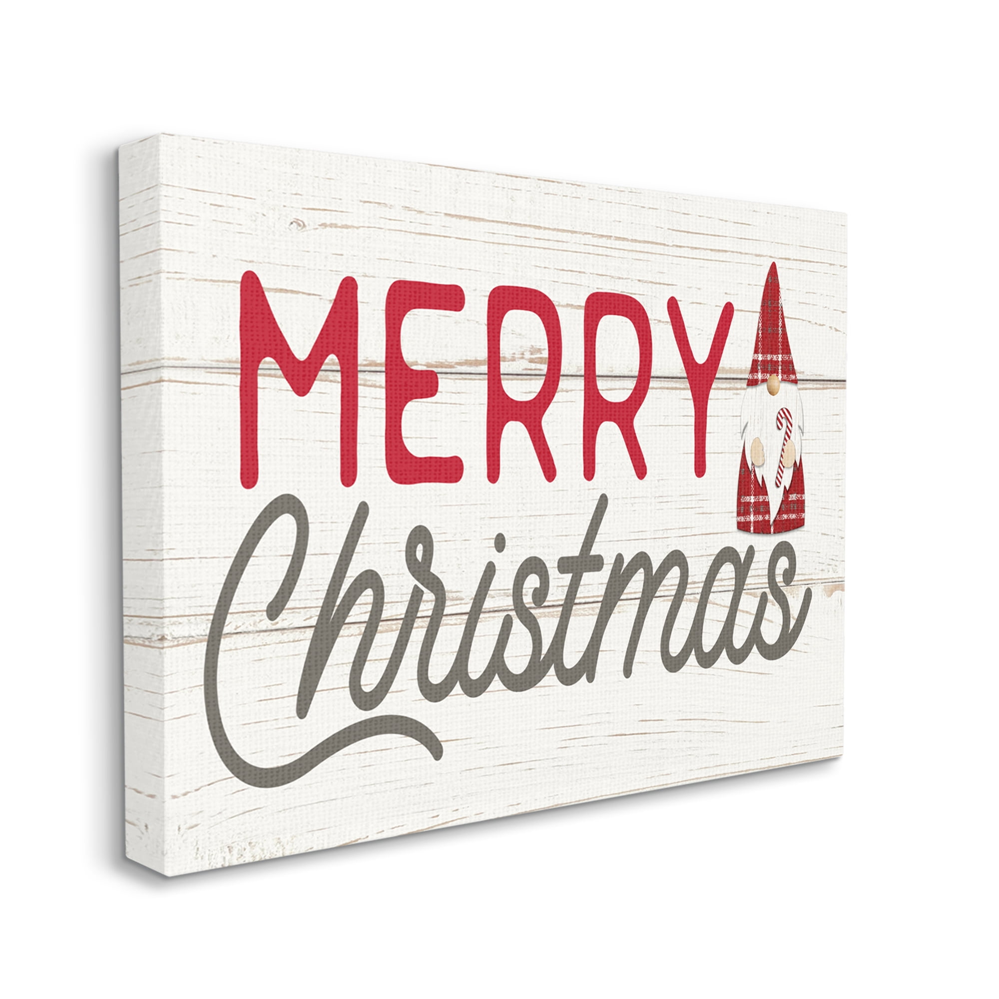 Stupell Industries Merry Christmas Sentiments Festive Holiday Gnome Fairy Tales & Fantasy Painting Gallery Wrapped Canvas Art Print Wall Art, 30 x 40