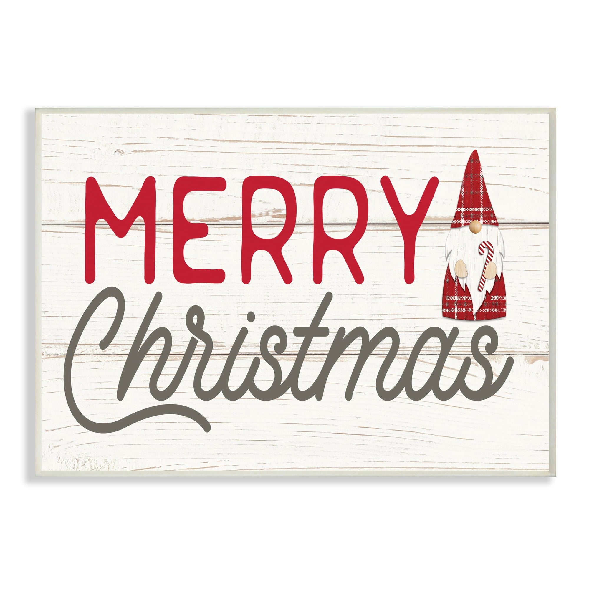Stupell Industries Merry Christmas Sentiments Festive Holiday Gnome Fairy Tales & Fantasy Painting Unframed Art Print Wall Art, 10 x 15