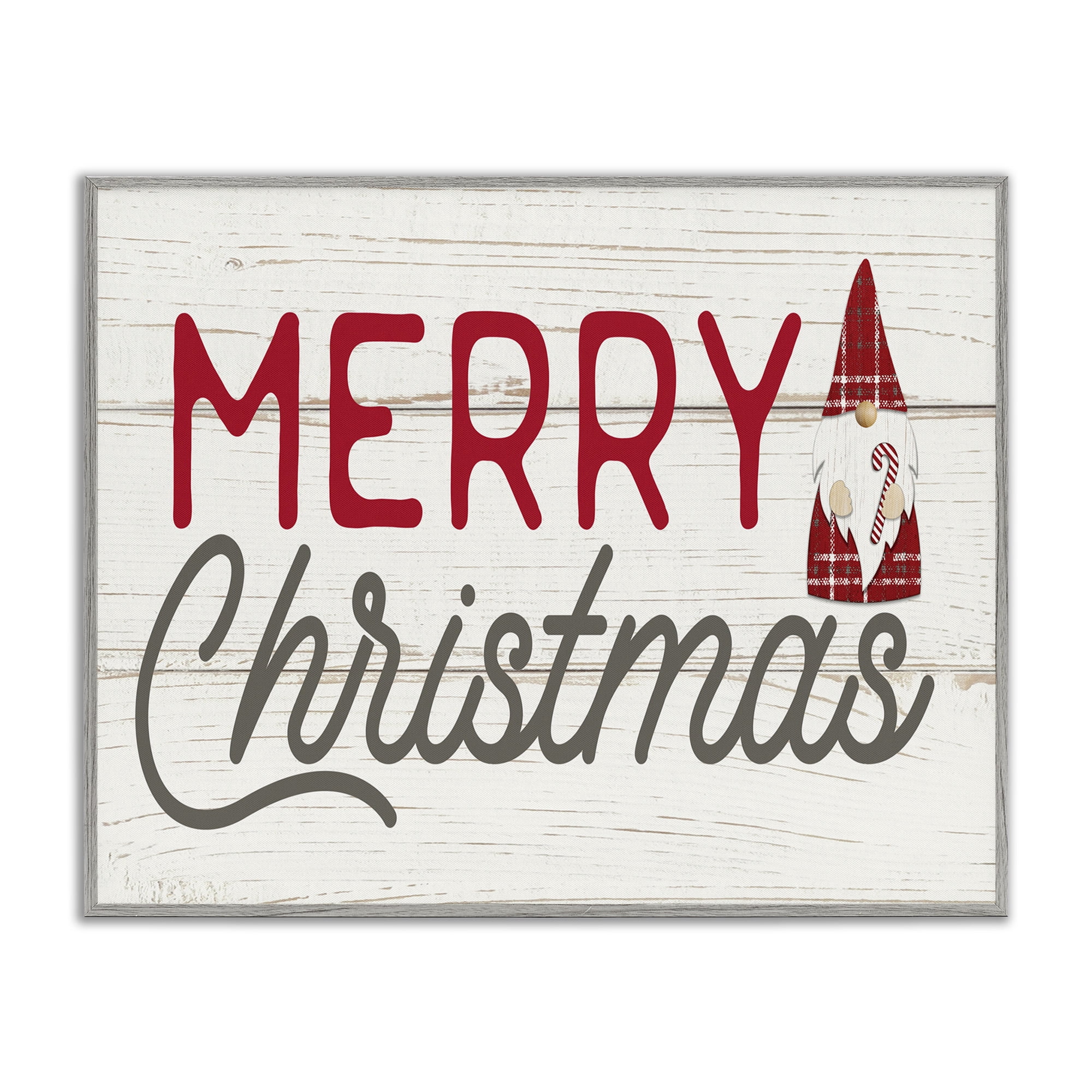 Stupell Industries Merry Christmas Sentiments Gnome Holiday Painting Gray Framed Art Print Wall Art, 30 x 24