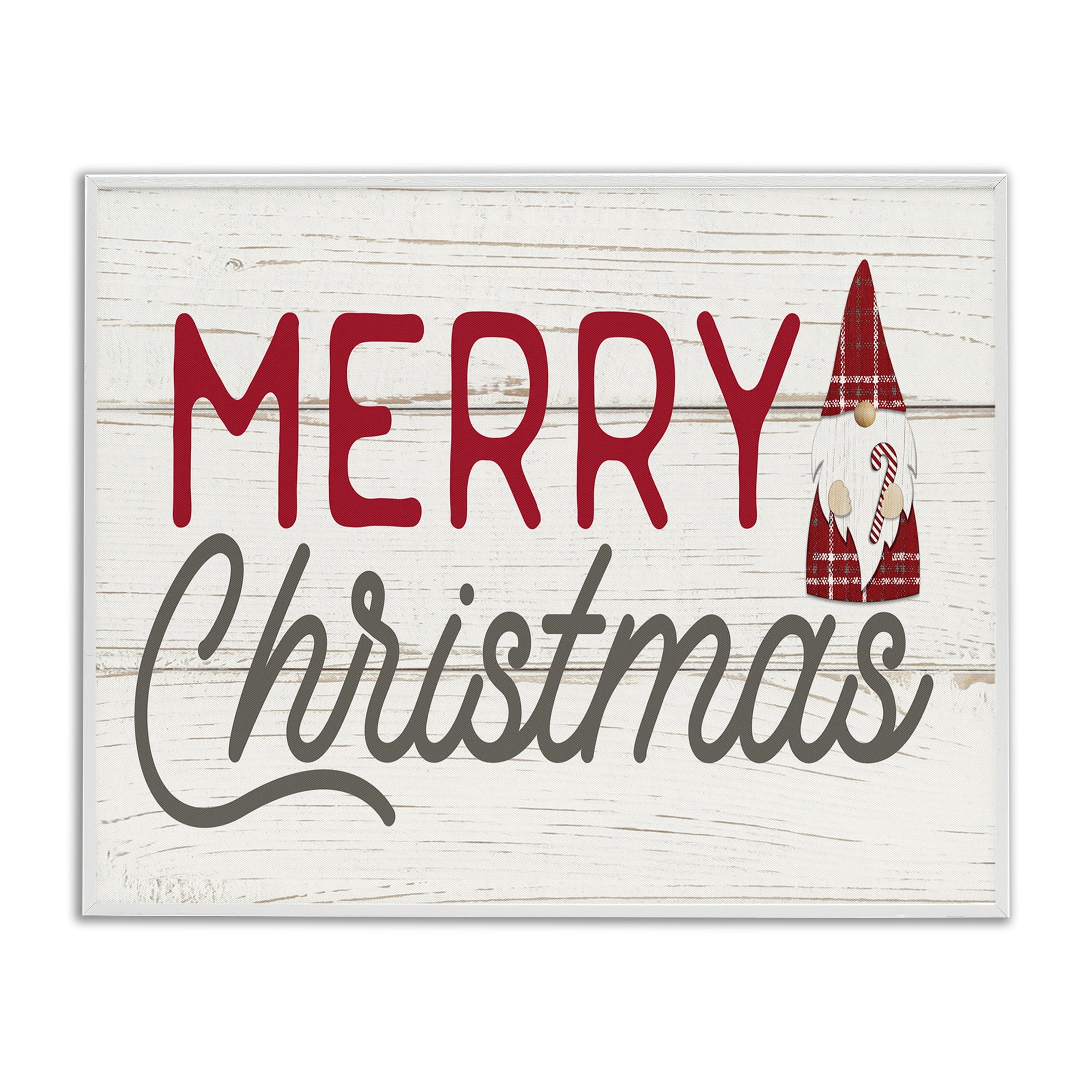 Stupell Industries Merry Christmas Sentiments Gnome Holiday Painting White Framed Art Print Wall Art, 14 x 11