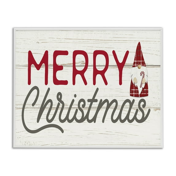 Stupell Industries Merry Christmas Sentiments Gnome Holiday Painting White Framed Art Print Wall Art, 20 x 16