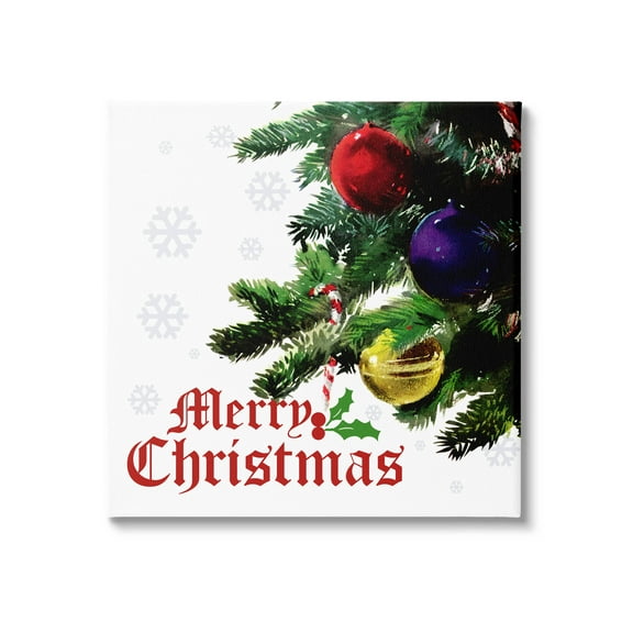 Stupell Industries Merry Christmas Snowflake Pattern Graphic Art Gallery Wrapped Canvas Print Wall Art, Design by The Saturday Evening Post