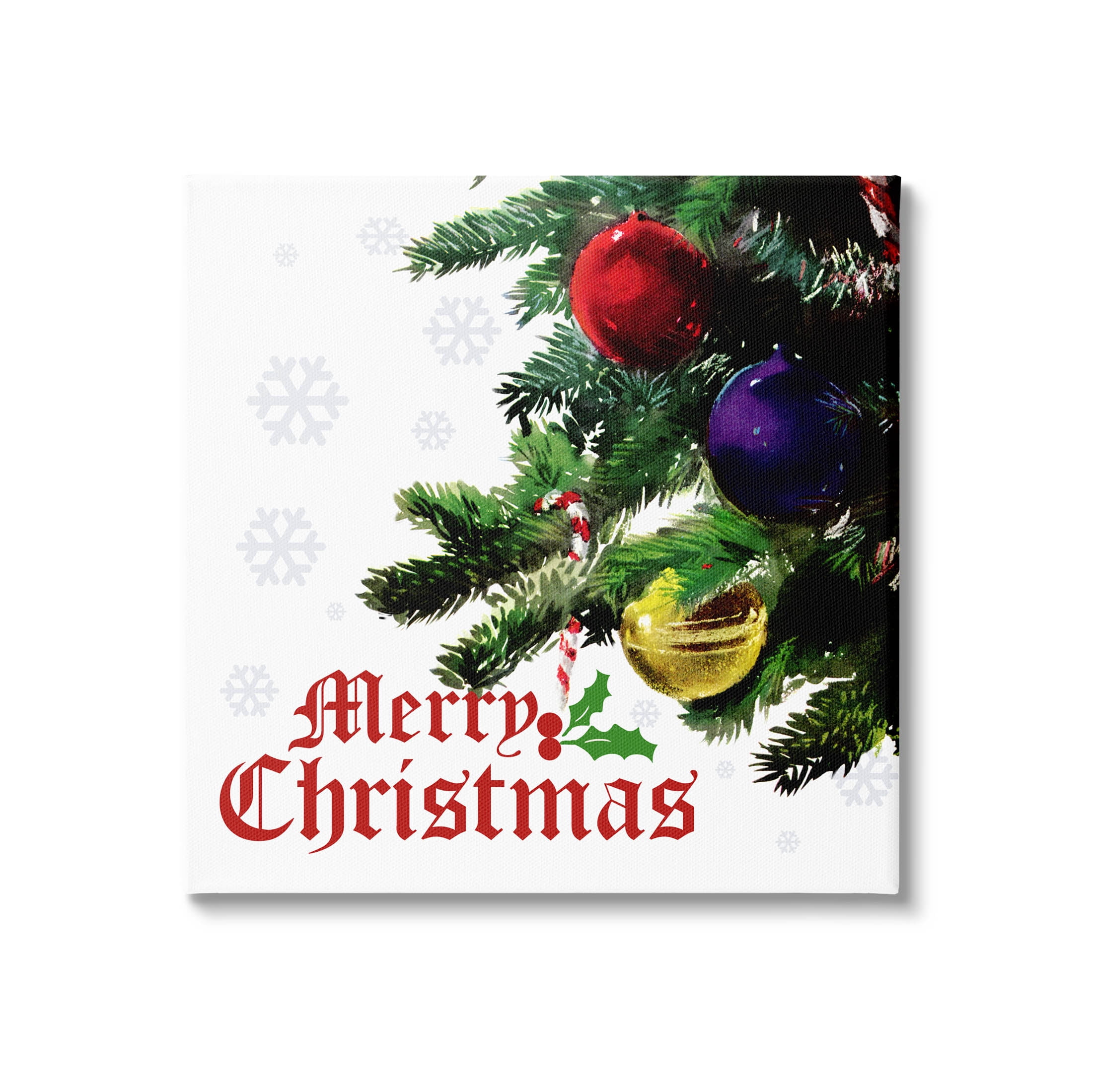 Stupell Industries Merry Christmas Snowflake Pattern Graphic Art Gallery Wrapped Canvas Print Wall Art, Design by The Saturday Evening Post