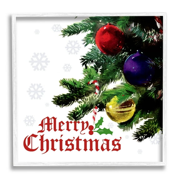 Stupell Industries Merry Christmas Snowflake Pattern Graphic Art White Framed Art Print Wall Art, Design by The Saturday Evening Post