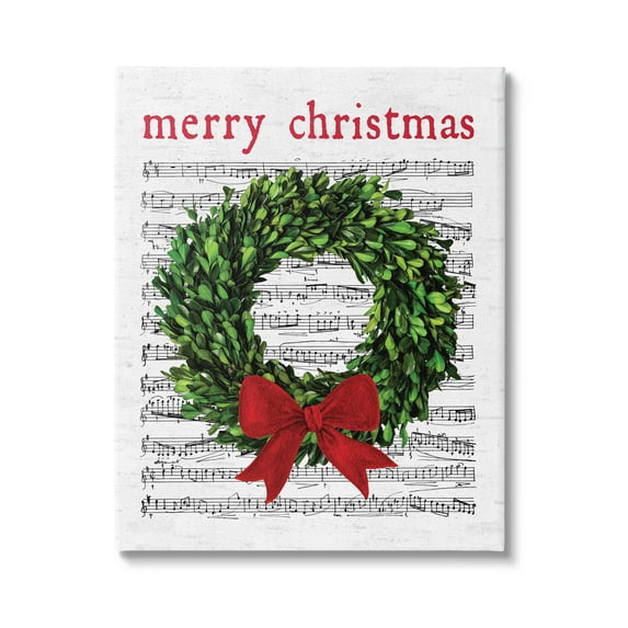 Stupell Industries Merry Christmas Song Wreath Graphic Art Gallery Wrapped Canvas Print Wall Art, Design by Lettered and Lined