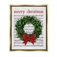 thumbnail image 1 of Stupell Industries Merry Christmas Song Wreath Graphic Art Metallic Gold Floating Framed Canvas Print Wall Art, Design by Lettered and Lined, 1 of 6