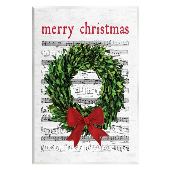 Stupell Industries Merry Christmas Song Wreath Graphic Art Unframed Art Print Wall Art, Design by Lettered and Lined