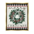 thumbnail image 1 of Stupell Industries Merry Christmas Tartan Wreath Graphic Art Metallic Gold Floating Framed Canvas Print Wall Art, Design by Elizabeth Tyndall, 1 of 6