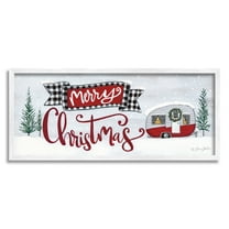 Stupell Industries Merry Christmas Winter Sentiment Festive Snowy Camper Trailer, 24 x 10,Design by Sara Baker