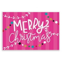 Stupell Industries Merry Christmas over Pink Stripes Holiday Painting Unframed Art Print Wall Art, 15 x 10