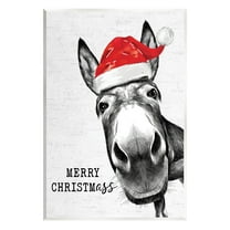 Stupell Industries Merry Christmass Funny Donkey Graphic Art Unframed Art Print Wall Art, Design by Lettered and Lined