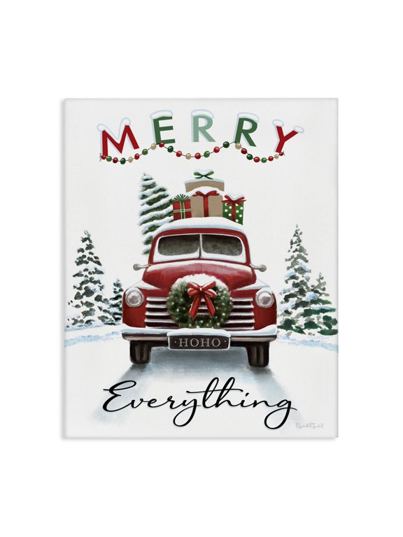 Industries Farmhouse Merry Everything Gift Car Canvas Art, 16 x 20, by House Fenway