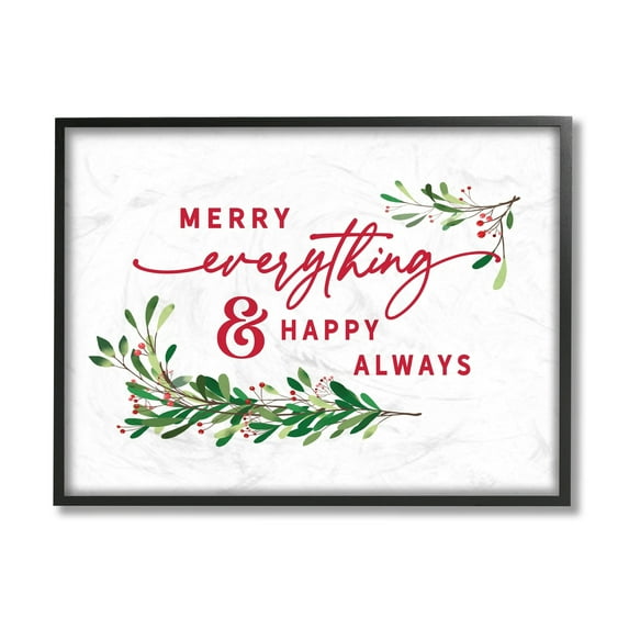 Stupell Industries Merry Everything Happy Always Festive Holiday Phrase Holiday Painting Black Framed Art Print Wall Art, 11 x 14