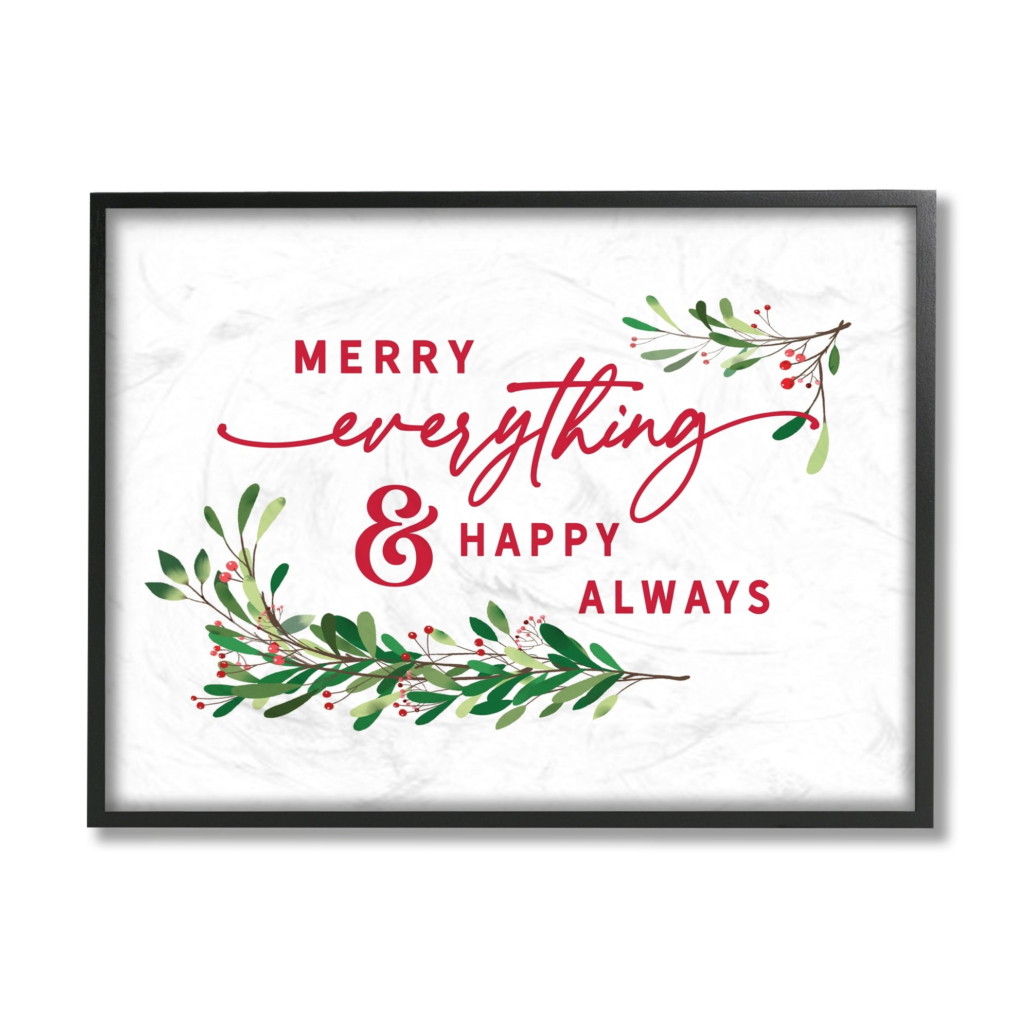 Stupell Industries Merry Everything Happy Always Festive Holiday Phrase Holiday Painting Black Framed Art Print Wall Art, 16 x 20