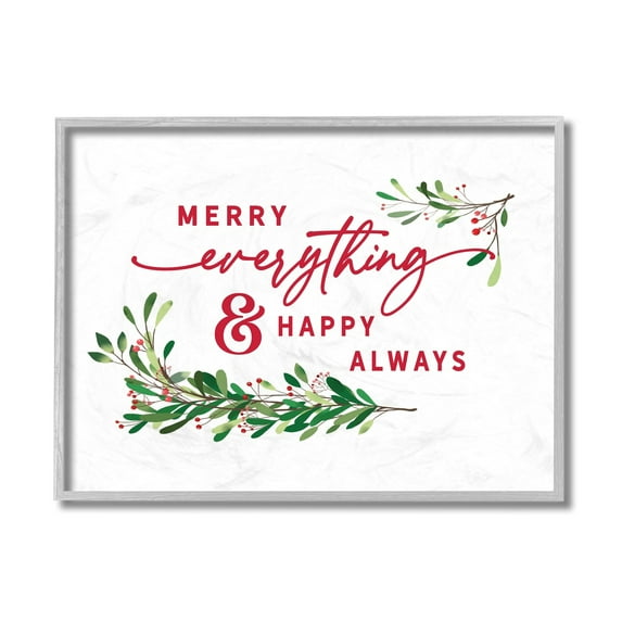 Stupell Industries Merry Everything Happy Always Festive Holiday Phrase Holiday Painting Gray Framed Art Print Wall Art, 11 x 14