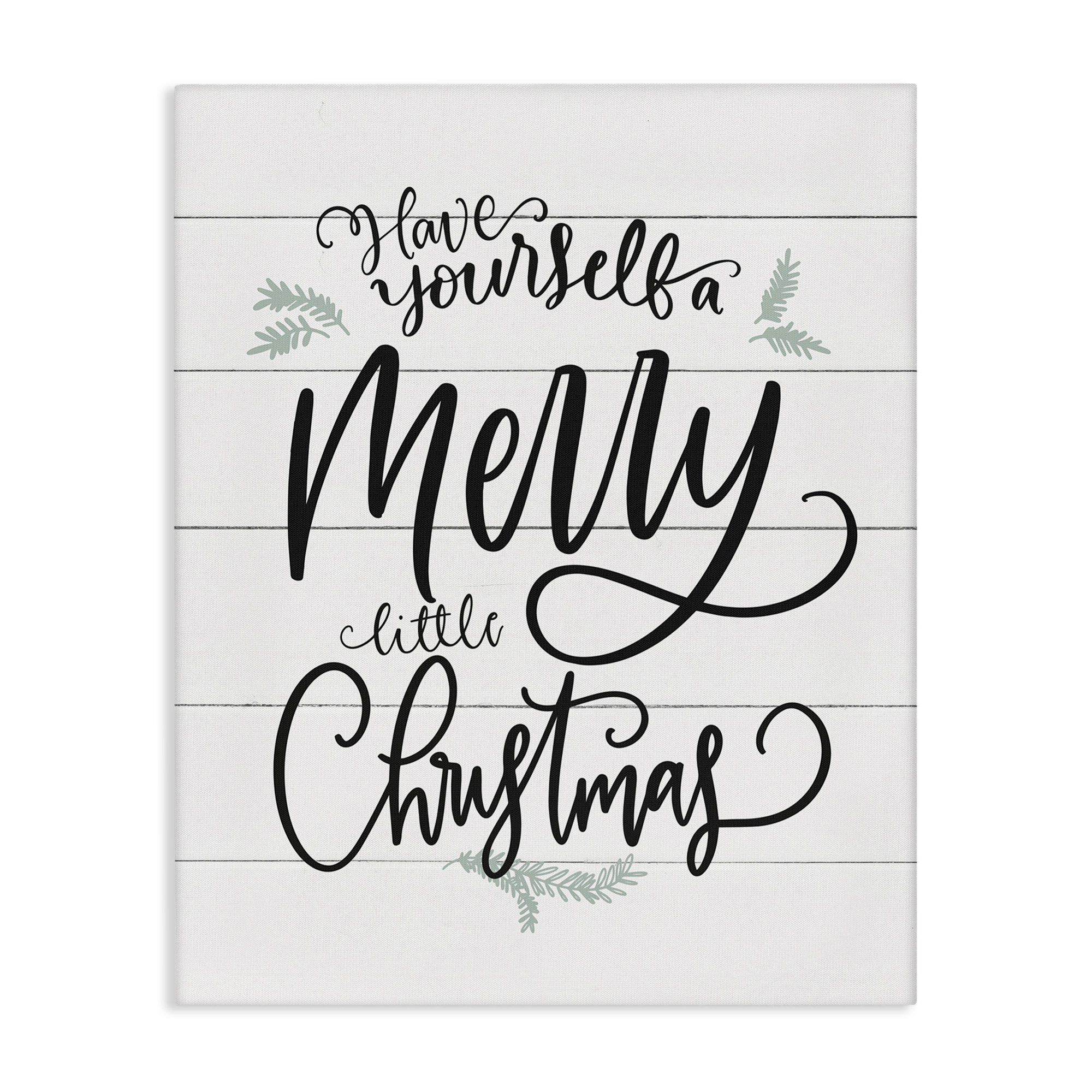 Stupell Industries Merry Little Christmas Planked Phrase Holiday Painting Gallery Wrapped Canvas Art Print Wall Art, 36 x 48