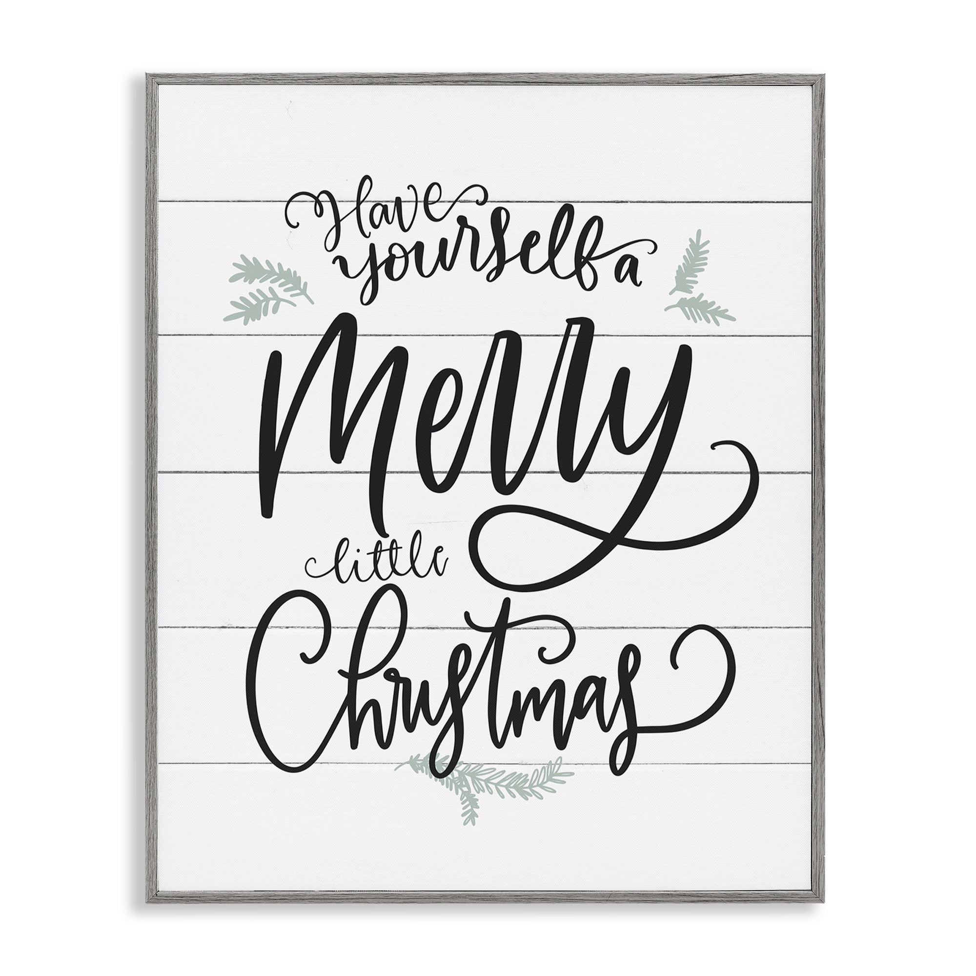 Stupell Industries Merry Little Christmas Planked Phrase Holiday Painting Gray Framed Art Print Wall Art, 24 x 30