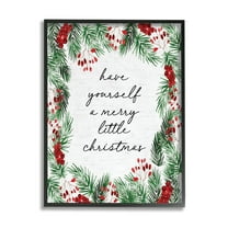 Stupell Industries Merry Little Christmas Script Holiday Painting Black Framed Art Print Wall Art, 11 x 14