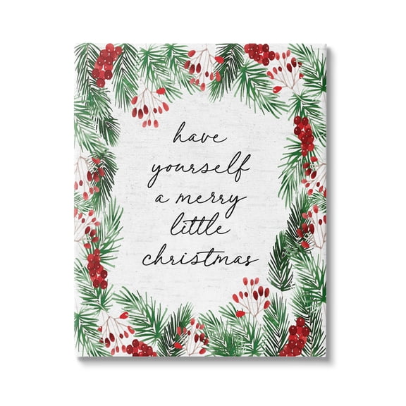 Stupell Industries Merry Little Christmas Script Holiday Painting Gallery Wrapped Canvas Art Print Wall Art, 16 x 20