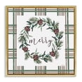 thumbnail image 1 of Stupell Industries Merry Wreath on Green Plaid Gold Framed Floater Canvas Wall Art design by Elizabeth Tyndall, 25 x 25, 1 of 9