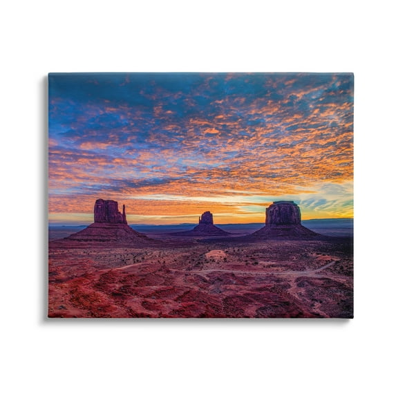 Stupell Industries Mesa Buttes Desert Canyon Radiant Orange Sunset Photograph Gallery Wrapped Canvas Print Wall Art, Design by Andy Crawford Photography