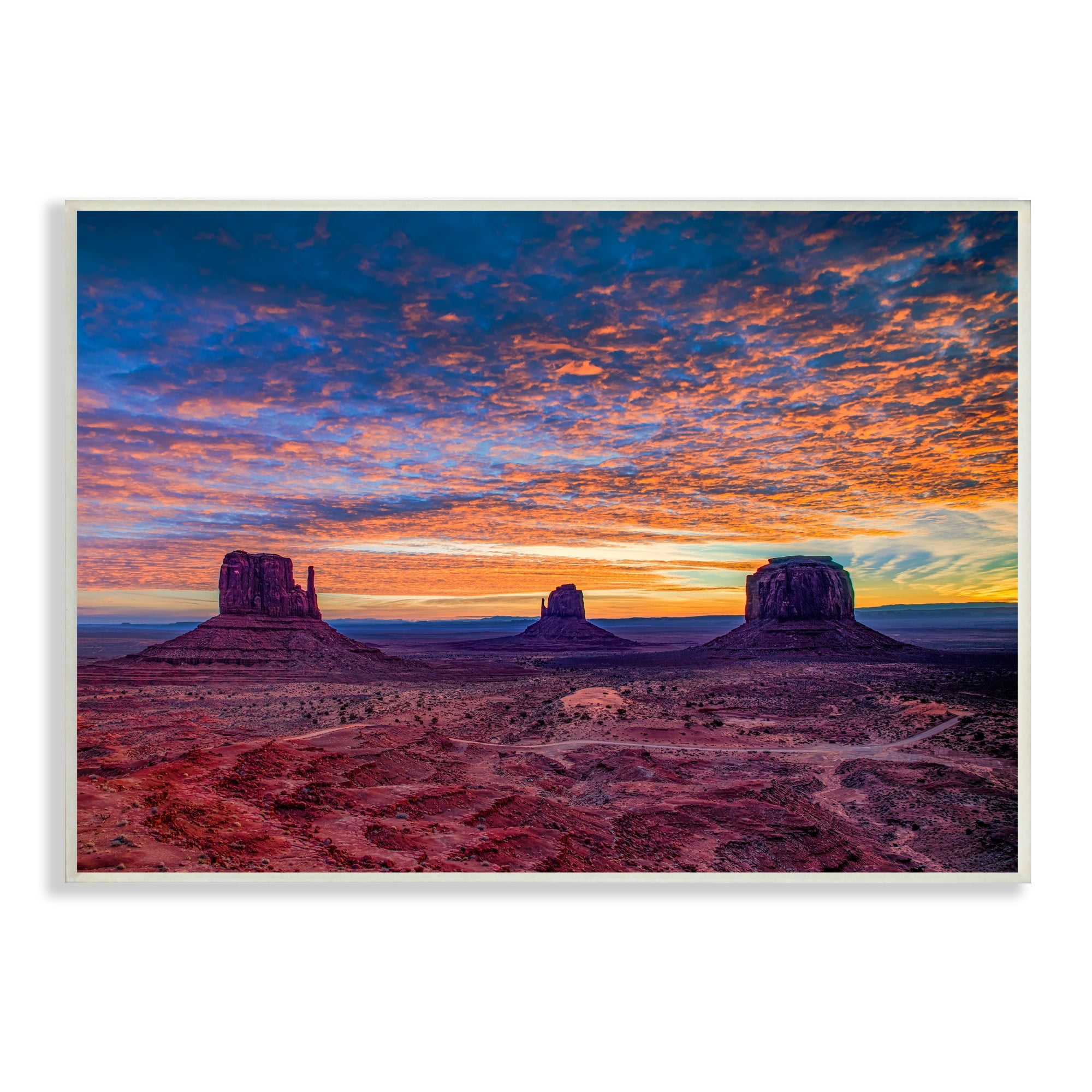 Stupell Industries Mesa Buttes Desert Canyon Radiant Orange Sunset Photograph Unframed Art Print Wall Art, Design by Andy Crawford Photography