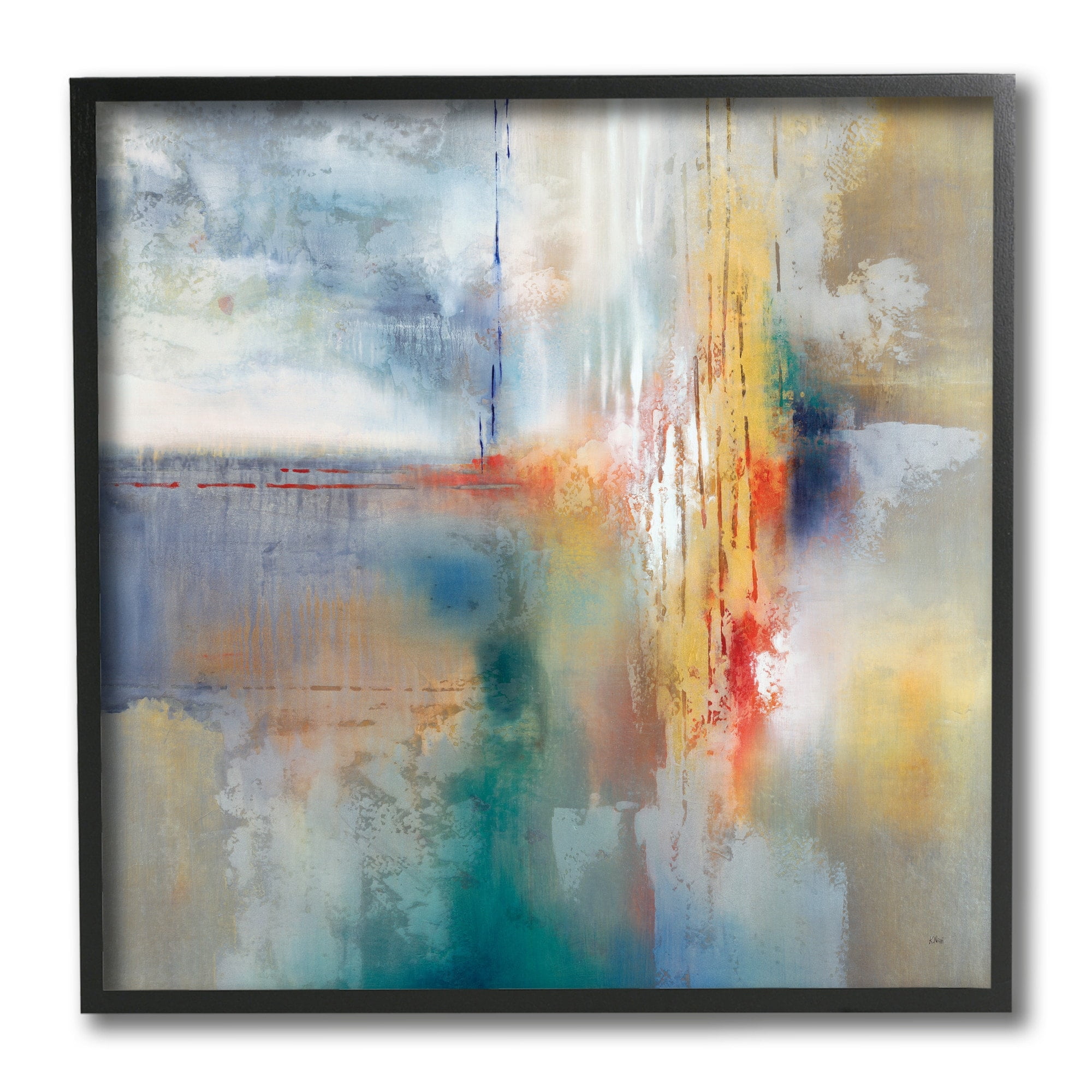 Stupell Industries Messy Paint Abstraction Blue Grey Brush Strokes,12 x 12,Designed by K. Nari