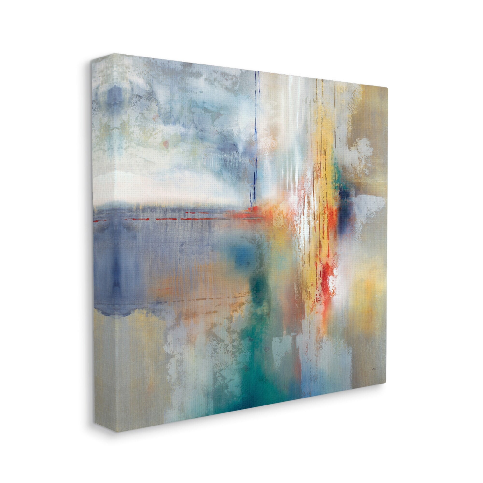 Stupell Industries Messy Paint Abstraction Blue Grey Brush Strokes,24 x 24,Designed by K. Nari