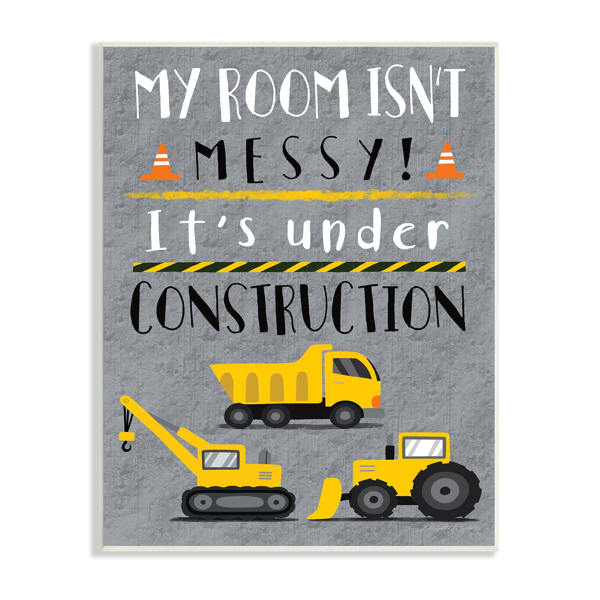 Stupell Industries Messy Room or Under Construction Kid's Room Sign, 10 ...