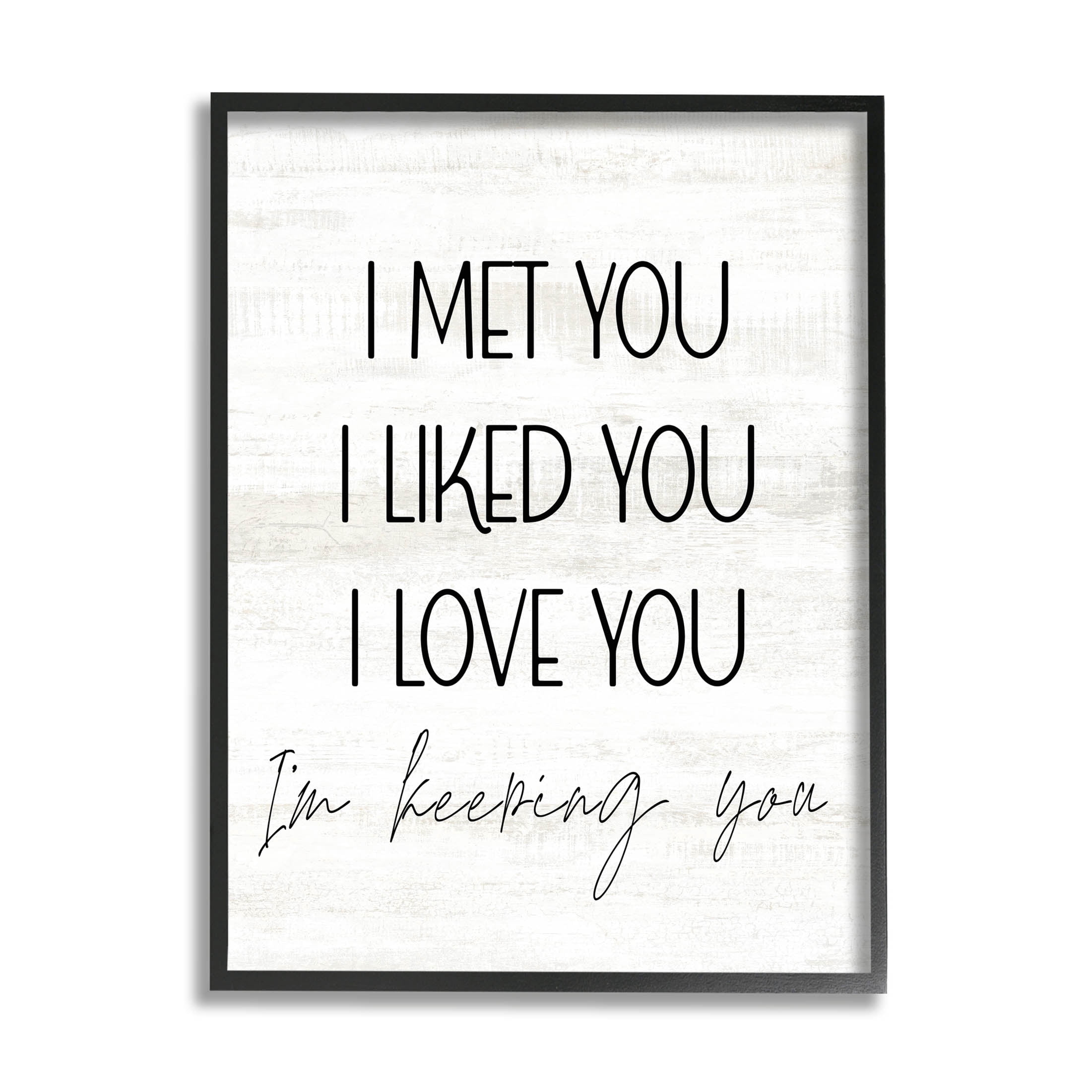 Stupell Industries Met Liked Love You Romantic Graphic Art Black Framed Art Print Wall Art, Design by Lil' Rue