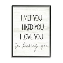 Stupell Industries Met Liked Love You Romantic Graphic Art Black Framed Art Print Wall Art, Design by Lil' Rue