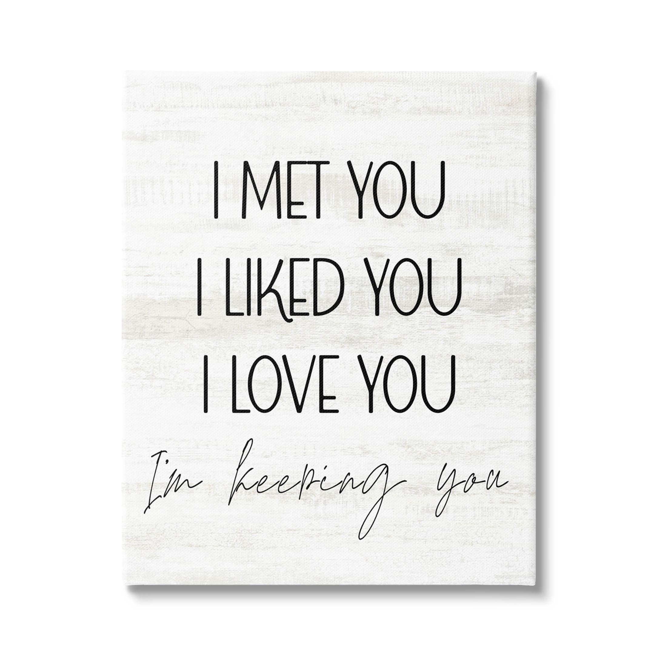 Stupell Industries Met Liked Love You Romantic Graphic Art Gallery Wrapped Canvas Print Wall Art, Design by Lil' Rue