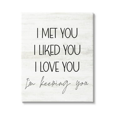 Stupell Industries Met Liked Love You Romantic Graphic Art Gallery Wrapped Canvas Print Wall Art, Design by Lil' Rue