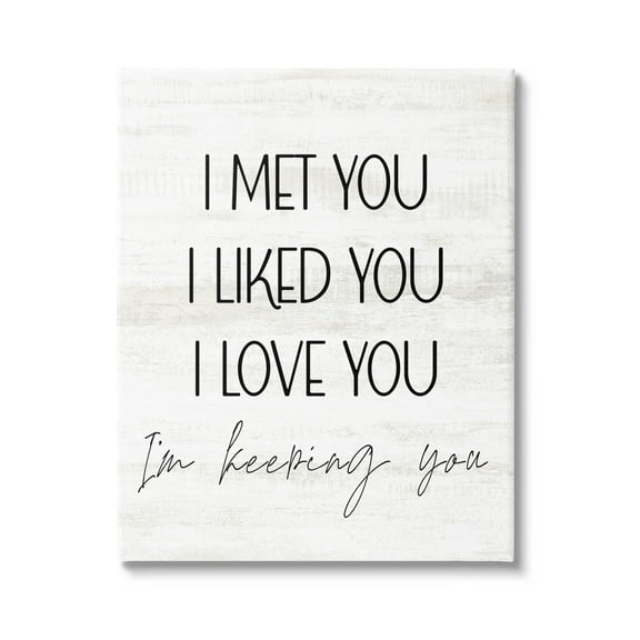 Stupell Industries Met Liked Love You Romantic Graphic Art Gallery Wrapped Canvas Print Wall Art, Design by Lil' Rue