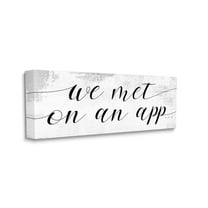 Stupell Industries Met on App Quote Romantic Couple Design Design by Daphne Polselli, 13" x 30"