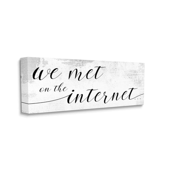Stupell Industries Met on Internet Quote Distressed Minimal Design Design by Daphne Polselli, 13" x 30"