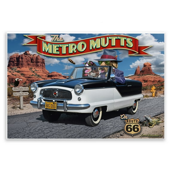 Stupell Industries Metro Mutts Vintage Car Transportation Painting Unframed Art Print Wall Art, 15 x 10