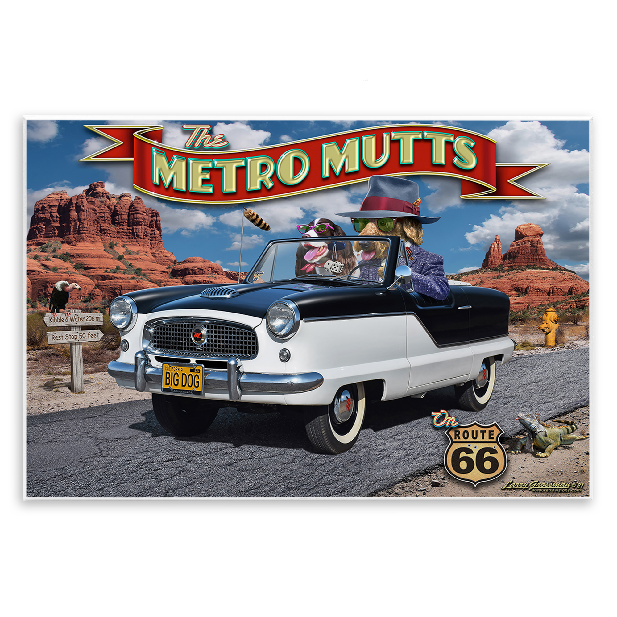 Stupell Industries Metro Mutts Vintage Car Transportation Painting Unframed Art Print Wall Art, 19 x 13
