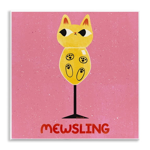 Stupell Industries Mewsling Cat Wine Animals Painting Unframed Art Print Wall Art, 12 x 12