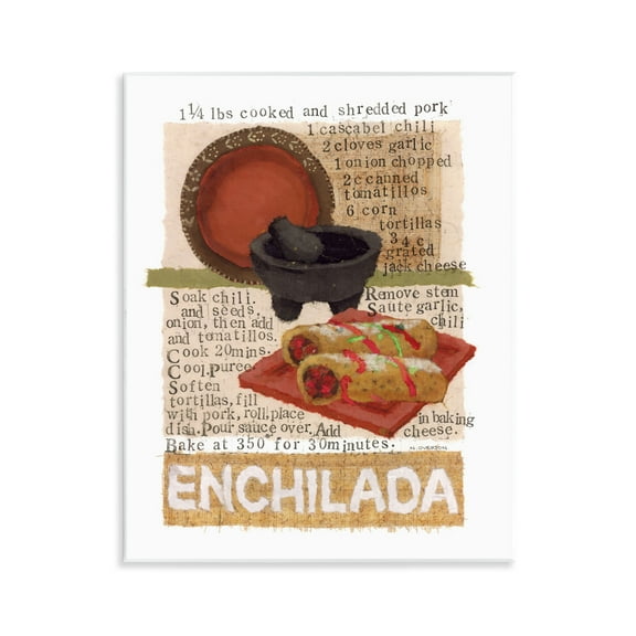 Stupell Industries Mexican Enchilada Recipe Food & Beverage Painting Unframed Art Print Wall Art, 11 x 14