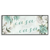 Stupell Industries Mi Casa Su Casa Flores Inspirational Quotes & Sayings Painting Black Framed Art Print Wall Art, 24 x 10