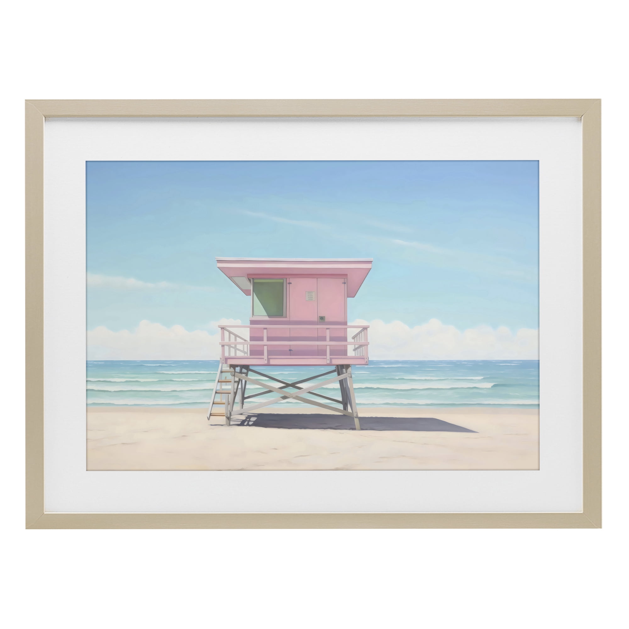 Stupell Industries Miami Beach Lifeguard Station Birch Framed Print Under Glass, design by Creative Studio