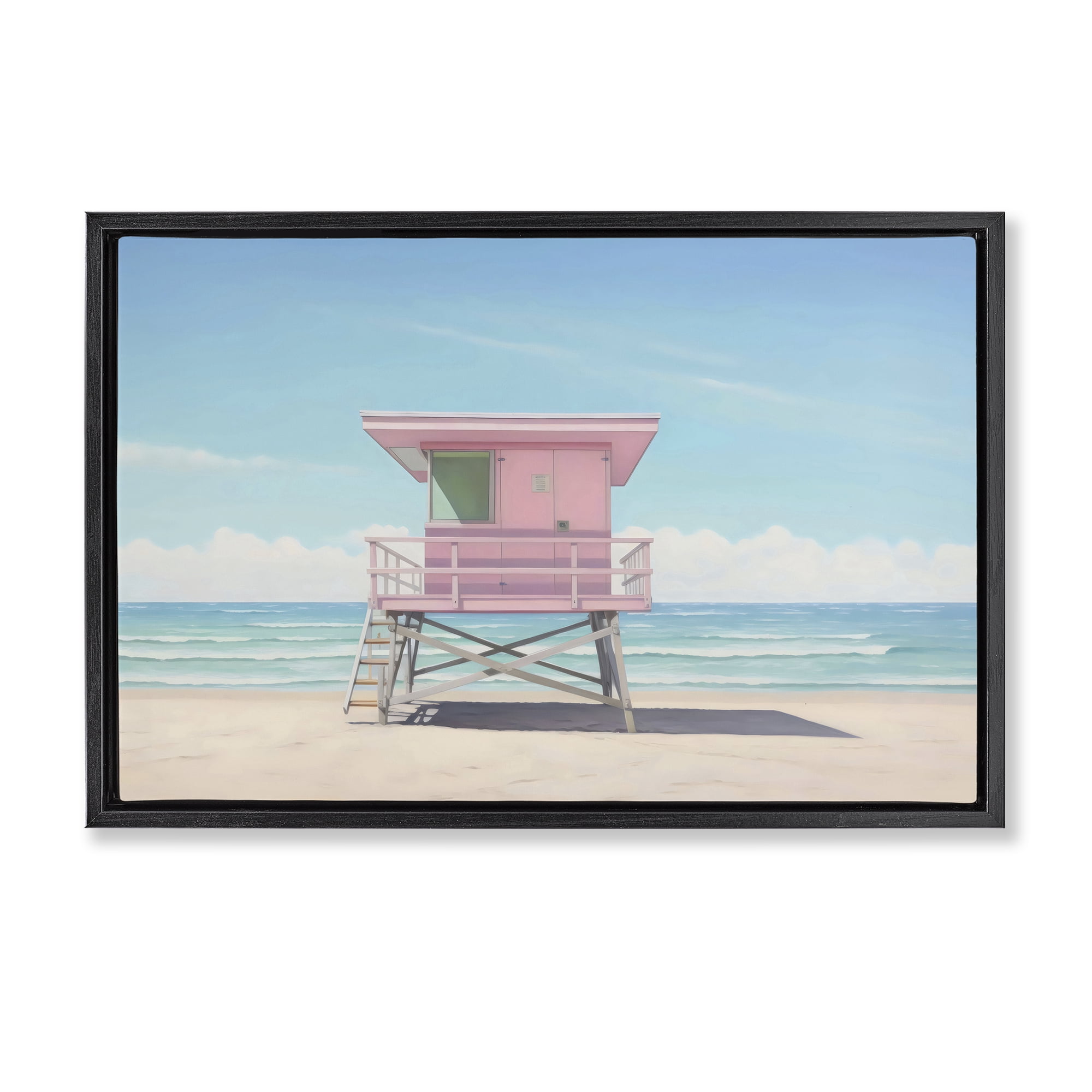 Stupell Industries Miami Beach Lifeguard Station Black Framed Floater Canvas Wall Art, design by Creative Studio