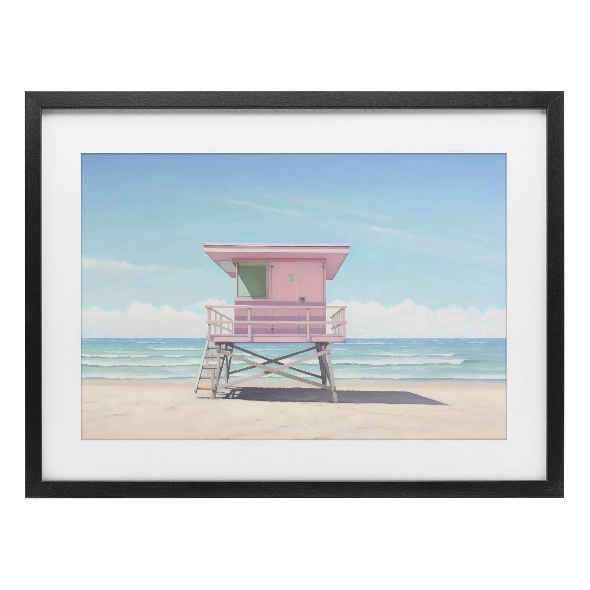 Stupell Industries Miami Beach Lifeguard Station Black Framed Print Under Glass, design by Creative Studio